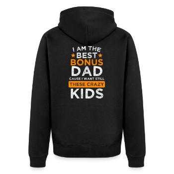 Bonus dad stepfather bonus dad kids gift - Unisex Premium Organic Zip Hoodie - black - Back - Nico (187cm)