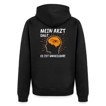 Modellflug Modellbau Modellbauer Motiv Geschenk - Unisex Premium Bio Zip Hoodie - Schwarz - Hinten - Nico (187cm)