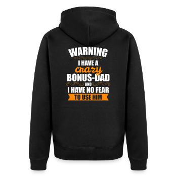 Bonus Papa Stepfather Bonus Papa Funny Gift - Unisex Premium Organic Zip Hoodie - black - Back - Nico (187cm)