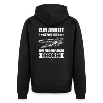 Modellflug Modellbau Modellbauer Flieger Geschenk - Unisex Premium Bio Zip Hoodie - Schwarz - Hinten - Nico (187cm)