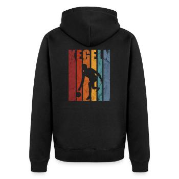 Kegler Kegeln Kegel Geschenk - Unisex Premium Bio Zip Hoodie - Schwarz - Hinten - Nico (187cm)