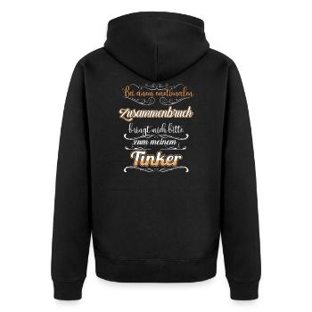 Tinker Pferd Reiter Geschenk - Unisex Premium Bio Zip Hoodie - Schwarz - Hinten - Nico (187cm)