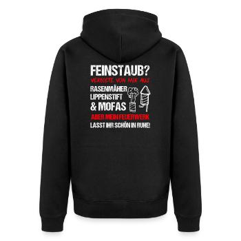 Pyro Feuerwerker Sprüche Geschenk - Unisex Premium Bio Zip Hoodie - Schwarz - Hinten - Nico (187cm)