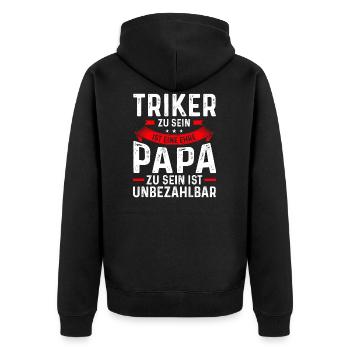 Trike Triker Dreirad Geschenk - Unisex Premium Bio Zip Hoodie - Schwarz - Hinten - Nico (187cm)