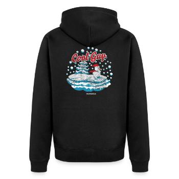Schneemann Cool Guy - Unisex Premium Bio Zip Hoodie - Schwarz - Hinten - Nico (187cm)