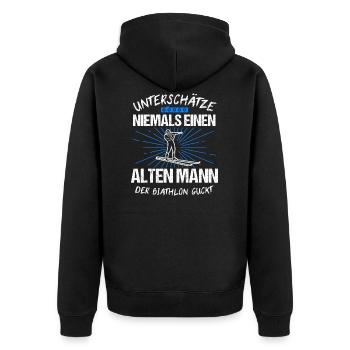Biathlon Skifahren Ski Langläufer Geschenk - Unisex Premium Bio Zip Hoodie - Schwarz - Hinten - Nico (187cm)