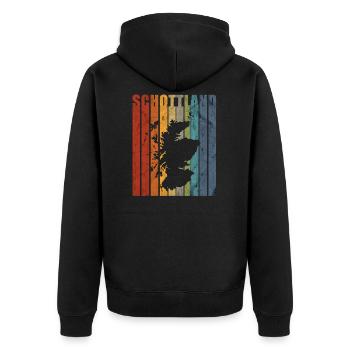 Schottland Dudelsack Spruch Geschenk - Unisex Premium Bio Zip Hoodie - Schwarz - Hinten - Nico (187cm)