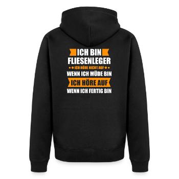 Fliesenleger Fliesen Bodenleger Geschenk - Unisex Premium Bio Zip Hoodie - Schwarz - Hinten - Nico (187cm)