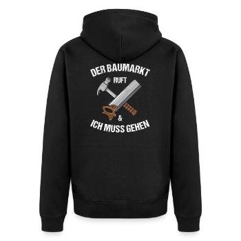 lustiges Shirt für Heimwerker, Bastler, Handwerker - Unisex Premium Bio Zip Hoodie - Schwarz - Hinten - Nico (187cm)