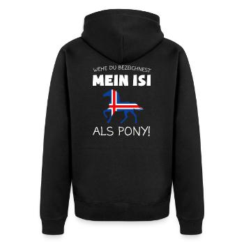 Islandpferd Islandpferde Isi Geschenk - Unisex Premium Bio Zip Hoodie - Schwarz - Hinten - Nico (187cm)