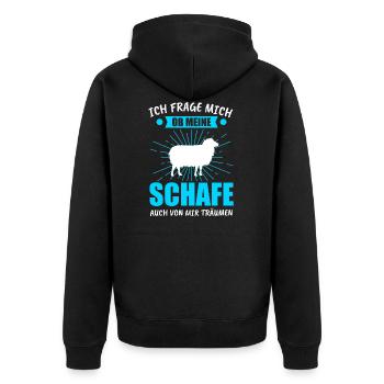 Schaf Schafe Schäfer Geschenk - Unisex Premium Bio Zip Hoodie - Schwarz - Hinten - Nico (187cm)