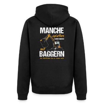 Bagger Baggerfahrer Strassenbau Geschenk - Unisex Premium Bio Zip Hoodie - Schwarz - Hinten - Nico (187cm)