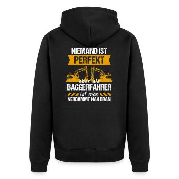 Bagger Baggerfahrer Baggern Geschenk - Unisex Premium Bio Zip Hoodie - Schwarz - Hinten - Nico (187cm)