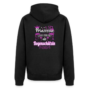 Bogenschießen Bogenschütze Spruch Geschenk - Unisex Premium Bio Zip Hoodie - Schwarz - Hinten - Nico (187cm)