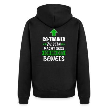 Co Trainer Fußballtrainer Geschenk - Unisex Premium Bio Zip Hoodie - Schwarz - Hinten - Nico (187cm)