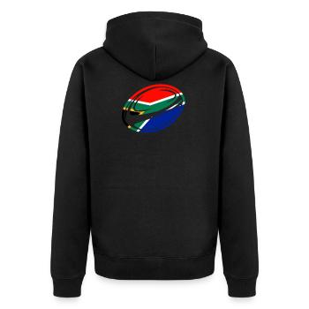South Africa rugby motif gift - Unisex Premium Organic Zip Hoodie - black - Back - Nico (187cm)