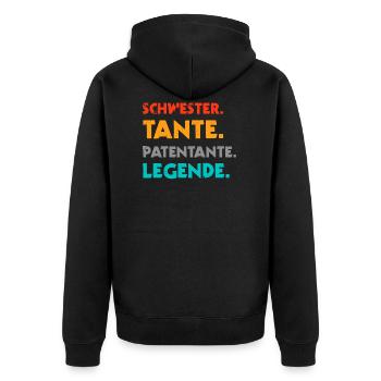 Patentante Lieblingstante Taufpatin Geschenk & Tau - Unisex Premium Bio Zip Hoodie - Schwarz - Hinten - Nico (187cm)