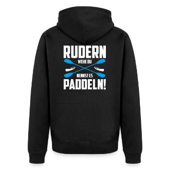 Rudern Rowing Boot Geschenk & Ruderboot - Unisex Premium Bio Zip Hoodie - Schwarz - Hinten - Nico (187cm)
