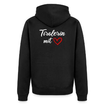 Tirol Tiroler Mädchen Geschenk & Madl - Unisex Premium Bio Zip Hoodie - Schwarz - Hinten - Nico (187cm)