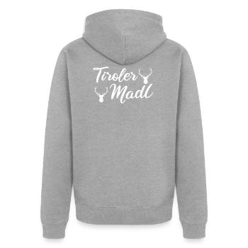 Südtirol Südtiroler Frauen Geschenk & Bundesland - Unisex Premium Bio Zip Hoodie - Grau meliert - Hinten - Nico (187cm)