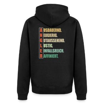 Der Angler - Lustig - Unisex Premium Bio Zip Hoodie - Schwarz - Hinten - Nico (187cm)