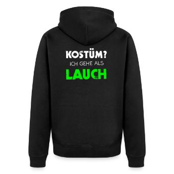 Lauch Kostüm Lauchination Karneval Geschenk & Köln - Unisex Premium Bio Zip Hoodie - Schwarz - Hinten - Nico (187cm)