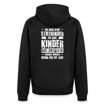 Bonuspapa Stiefvater Stiefpapa Geschenk & Stiefelt - Unisex Premium Bio Zip Hoodie - Schwarz - Hinten - Nico (187cm)