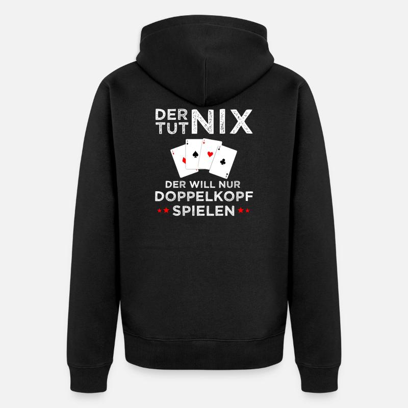 Doppelkopf Kartenspiel Schnapsen Geschenk - Unisex Premium Bio Zip Hoodie - Schwarz