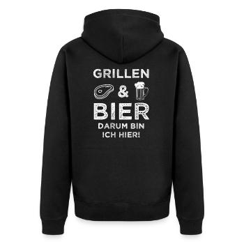 Grillen Grill BBQ Geschenk - Unisex Premium Bio Zip Hoodie - Schwarz - Hinten - Nico (187cm)