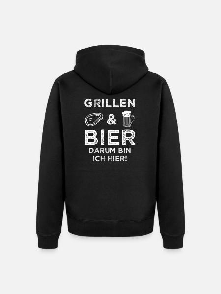Grillen Grill BBQ Geschenk - Unisex Premium Bio Zip Hoodie - Schwarz