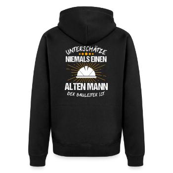 Bauleiter Bauaufsicht Baustelle Geschenk - Unisex Premium Bio Zip Hoodie - Schwarz - Hinten - Nico (187cm)