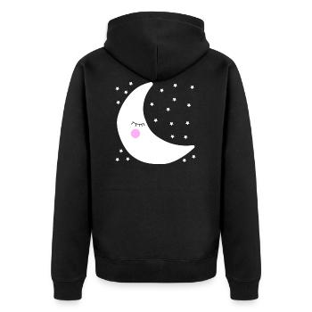 Mond schlafend hintergrund Sterne Kinder - Unisex Premium Bio Zip Hoodie - Schwarz - Hinten - Nico (187cm)