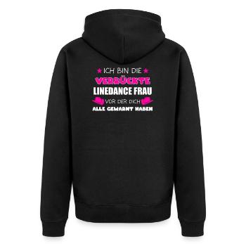 Linedance Frau Western Linedancing Geschenk - Unisex Premium Bio Zip Hoodie - Schwarz - Hinten - Nico (187cm)