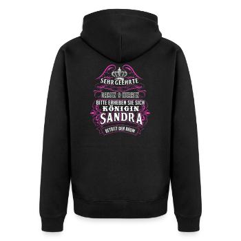 Sandra Vorname Name Geschenk - Unisex Premium Bio Zip Hoodie - Schwarz - Hinten - Nico (187cm)