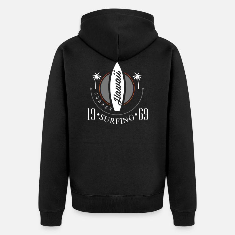 Surfing | Hawaii, Urlaub | Freizeitomode Bstyled - Unisex Premium Bio Zip Hoodie - Schwarz