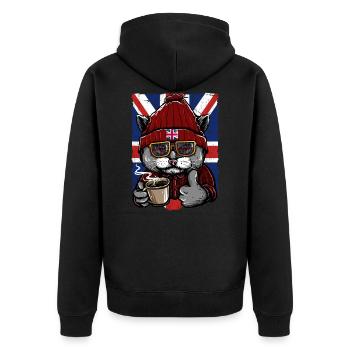 UK Union Jack Flag T-Shirt English England Cats - Veste à capuche bio Premium Unisexe - noir - Dos - Nico (187cm)