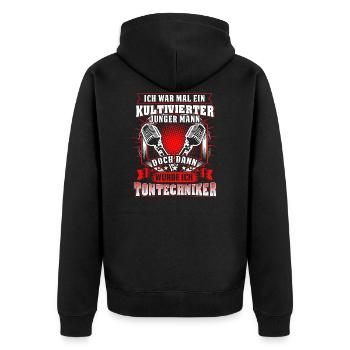 Tontechniker Veranstaltungstechniker Tontechnik Ge - Unisex Premium Bio Zip Hoodie - Schwarz - Hinten - Nico (187cm)