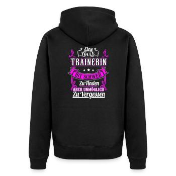 Trainer Trainerin Fußballtrainer Geschenk - Unisex Premium Bio Zip Hoodie - Schwarz - Hinten - Nico (187cm)