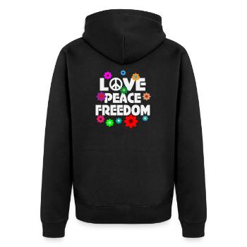 Love Peace Fleurs Amour paix Pacifiste No war - Veste à capuche bio Premium Unisexe - noir - Dos - Nico (187cm)