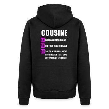 Cadeau cousins cousins famille - Veste à capuche bio Premium Unisexe - noir - Dos - Nico (187cm)