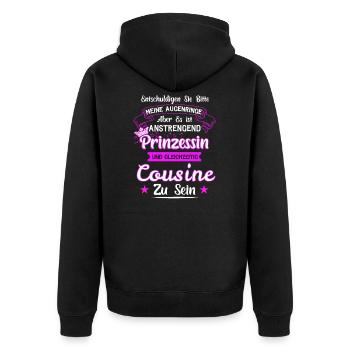 Cousine Familie Cousinen Geschenk - Unisex Premium Bio Zip Hoodie - Schwarz - Hinten - Nico (187cm)