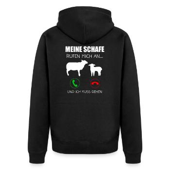 Schaf Schafe Schäfer Geschenk - Unisex Premium Bio Zip Hoodie - Schwarz - Hinten - Nico (187cm)