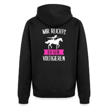 Voltigieren Voltigierer Pferd Geschenk - Unisex Premium Bio Zip Hoodie - Schwarz - Hinten - Nico (187cm)