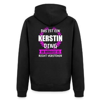 Kerstin Name Vorname Geschenk - Unisex Premium Bio Zip Hoodie - Schwarz - Hinten - Nico (187cm)