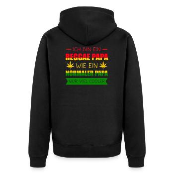 Reggae Rasta Rastafari Jamaika Geschenk - Unisex Premium Bio Zip Hoodie - Schwarz - Hinten - Nico (187cm)
