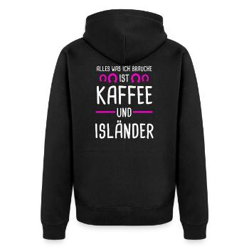 Isländer Kaffee Islandpferde Islandpferd Geschenk - Unisex Premium Bio Zip Hoodie - Schwarz - Hinten - Nico (187cm)