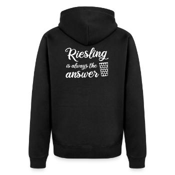 Riesling Dubbeglas Schorle Pfalz Geschenk - Unisex Premium Bio Zip Hoodie - Schwarz - Hinten - Nico (187cm)