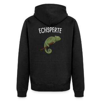 Echsperte Eidechse Reptil Geschenk - Unisex Premium Bio Zip Hoodie - Schwarz - Hinten - Nico (187cm)