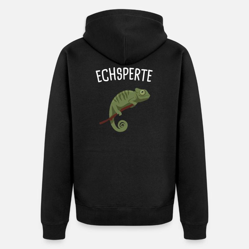 Echsperte Eidechse Reptil Geschenk - Unisex Premium Bio Zip Hoodie - Schwarz