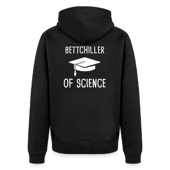 Bettchiller of Science Bachelor Abschluss Geschenk - Unisex Premium Bio Zip Hoodie - Schwarz - Hinten - Nico (187cm)